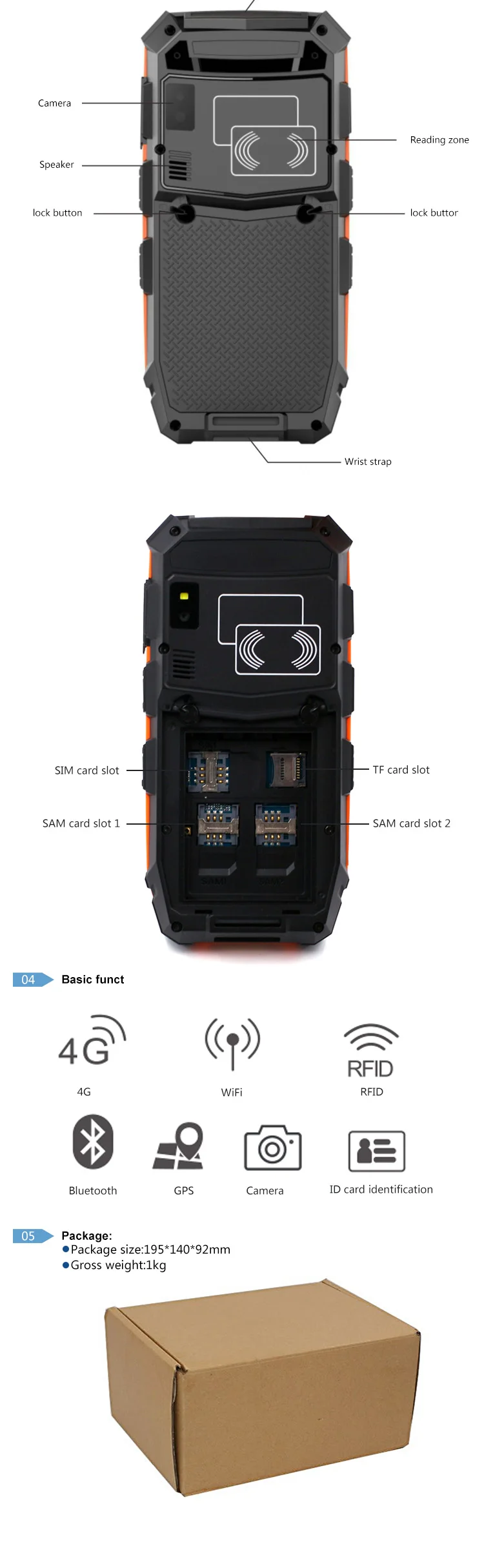 SM-DT510 прочный GSM 4G портативный компьютер Android 7,0 сканер штрих-кода 1D 2D NFC RFID UHF считыватель КПК с пистолетной рукояткой