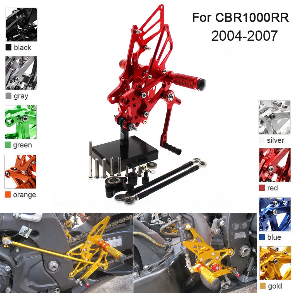 

ЧПУ Алюминиевые Регулируемые задние комплекты, колышки для ног для Honda CBR1000RR CBR 1000RR 2004 2005 2006 2007