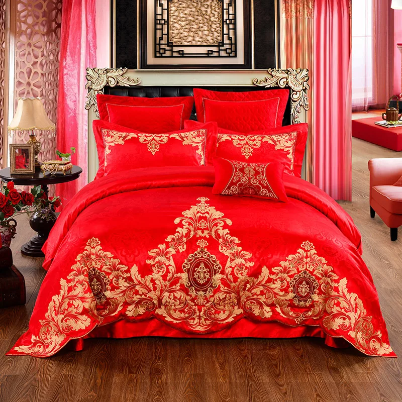 Высококачественный Свадебный Комплект постельного белья с золотой вышивкой