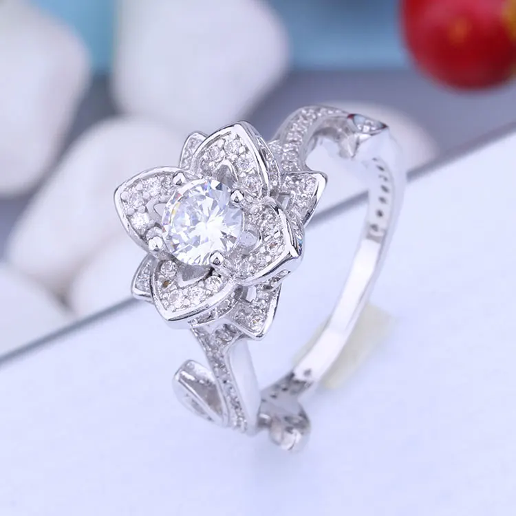 Best selling real sterling silver micro pave stones flower ring designs women rings | Украшения и аксессуары