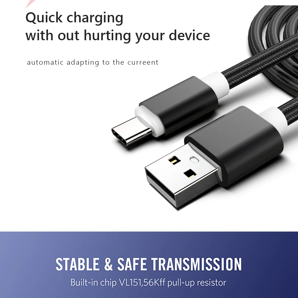 CBAOOO 3A Быстрая зарядка Тип usb C кабель зарядка нейлоновая оплетка кабеля для передачи данных 1 м/2 м/3 м мобильный телефон кабели для Samsung huawei Xiaomi LG Android