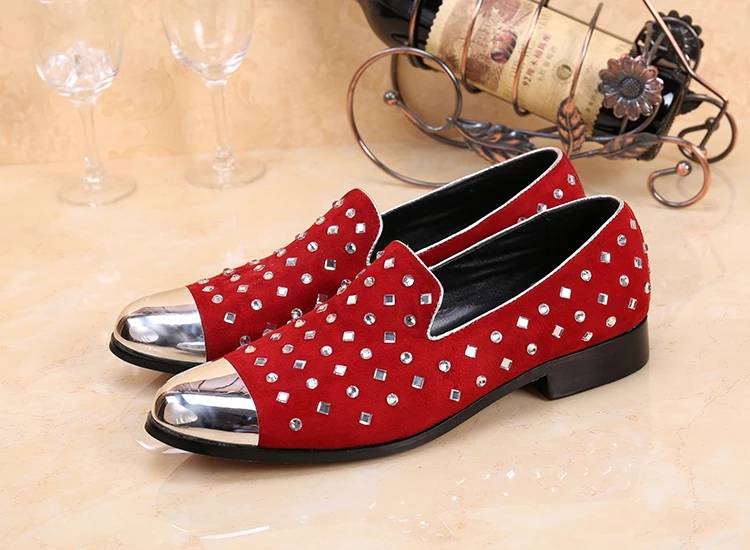 Мужские классические туфли Chaussure Homme красные черные итальянские железные Туфли с
