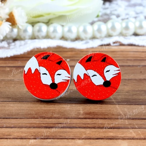 16 мм лиса круглый высокого качества фото деревянный лазерный кабошон чтобы