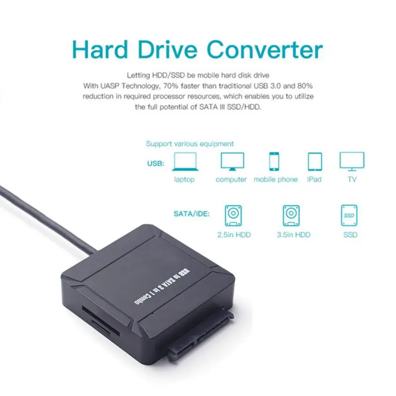 Кабель-адаптер USB 3 0 к SATA для жесткого диска 2 5 дюйма устройства чтения SD/TF карт
