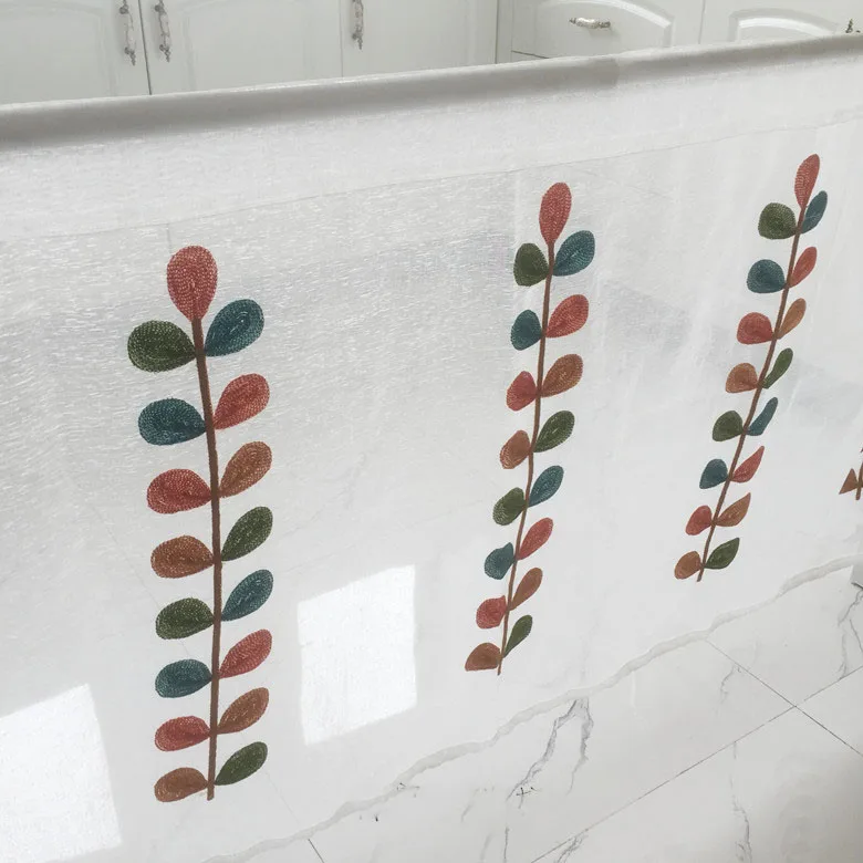 Tulle Curtain Tiyana в европейском стиле, с вышивкой кофейный занавес, Короткая занавеска, прозрачная панель, полузанавес, садовая кухня, окно, экранирование D009#4 - Цвет: Tulle Curtain
