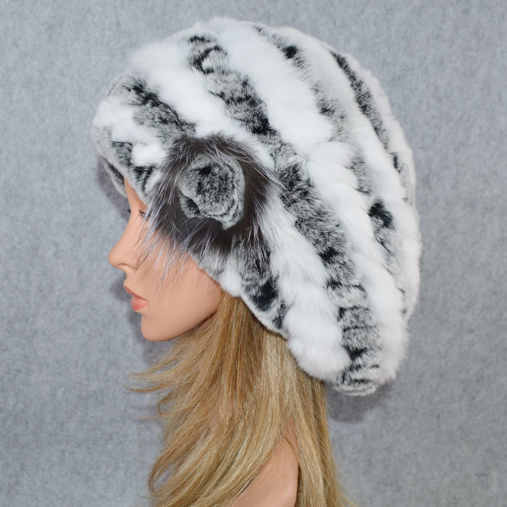2021 вязаная зимняя женская обувь с мехом кролика шапка Повседневный теплый берет