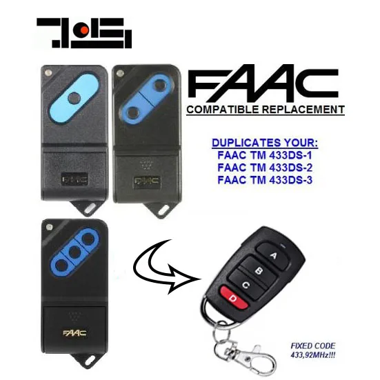 Удаленный заменить для FAAC ТМ 433DS 1 2 3 фиксированный код 433 мГц|code|tmcode remote |