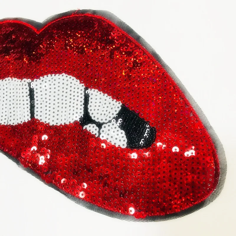 Модный патч 25 см сексуальные красные губы suquins Сделай Сам женские вышивки патчи