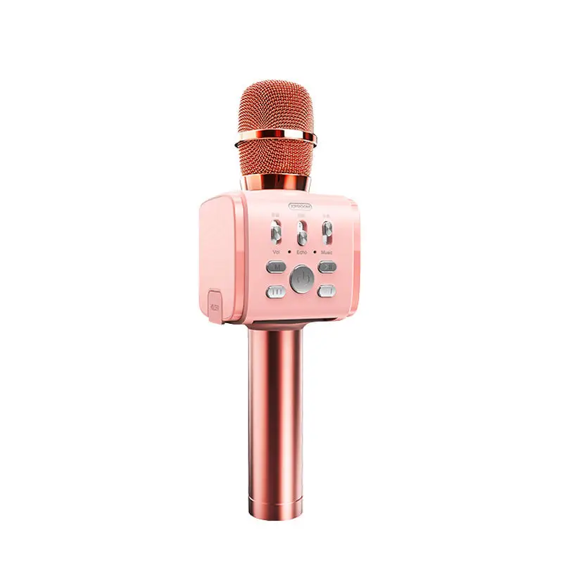 pink Joyroom Mc3 Беспроводной караоке микрофон громкой связи Bluetooth 10 Вт Динамик 2-в-1 Ручной петь и Запись Портативный КТВ плеер для Ios/ - Цвет: pink