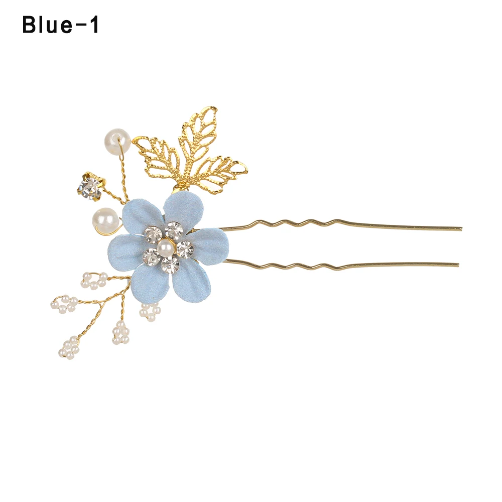 blue 01 1 шт., роскошные цветочные аксессуары для волос, головной убор для невесты, свадьбы, укладки волос, листья, шпильки для волос, модные Кристальные палочки для волос - Цвет: blue 01