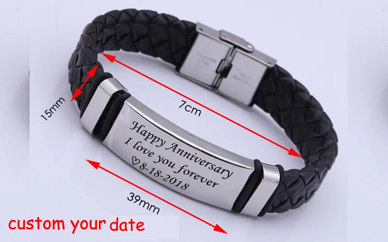 FLYANGEL Custom Date Fashion I Love You браслеты с гравировкой для мужчин юбилейные подарки бойфренд разнообразие стиль браслет
