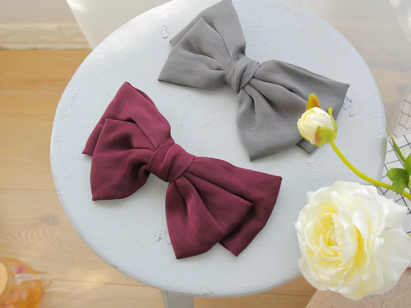 Hot Selling Big Large Barrette Bow Hairpin For Women Girls Hairgrips Satin Hair Bow Ladies Hair Clip New Cute Hair Accessories