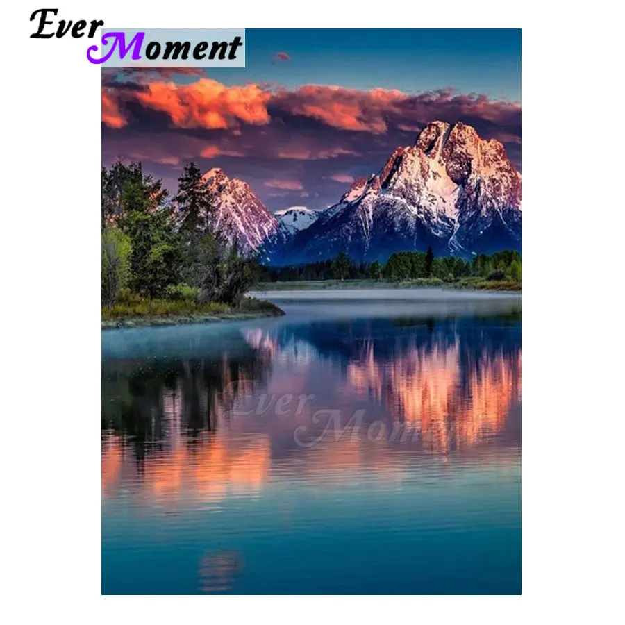 

Ever Moment Diamond Painting Mountain River Handmade Full Square Drill Scenery Diamond Embroidery Home Decoration ASF1353