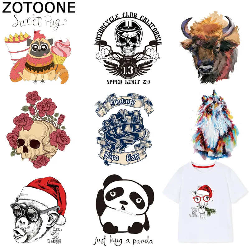 Наклейки ZOTOONE в виде животных панды обезьяны черепа железные наклейки на одежду