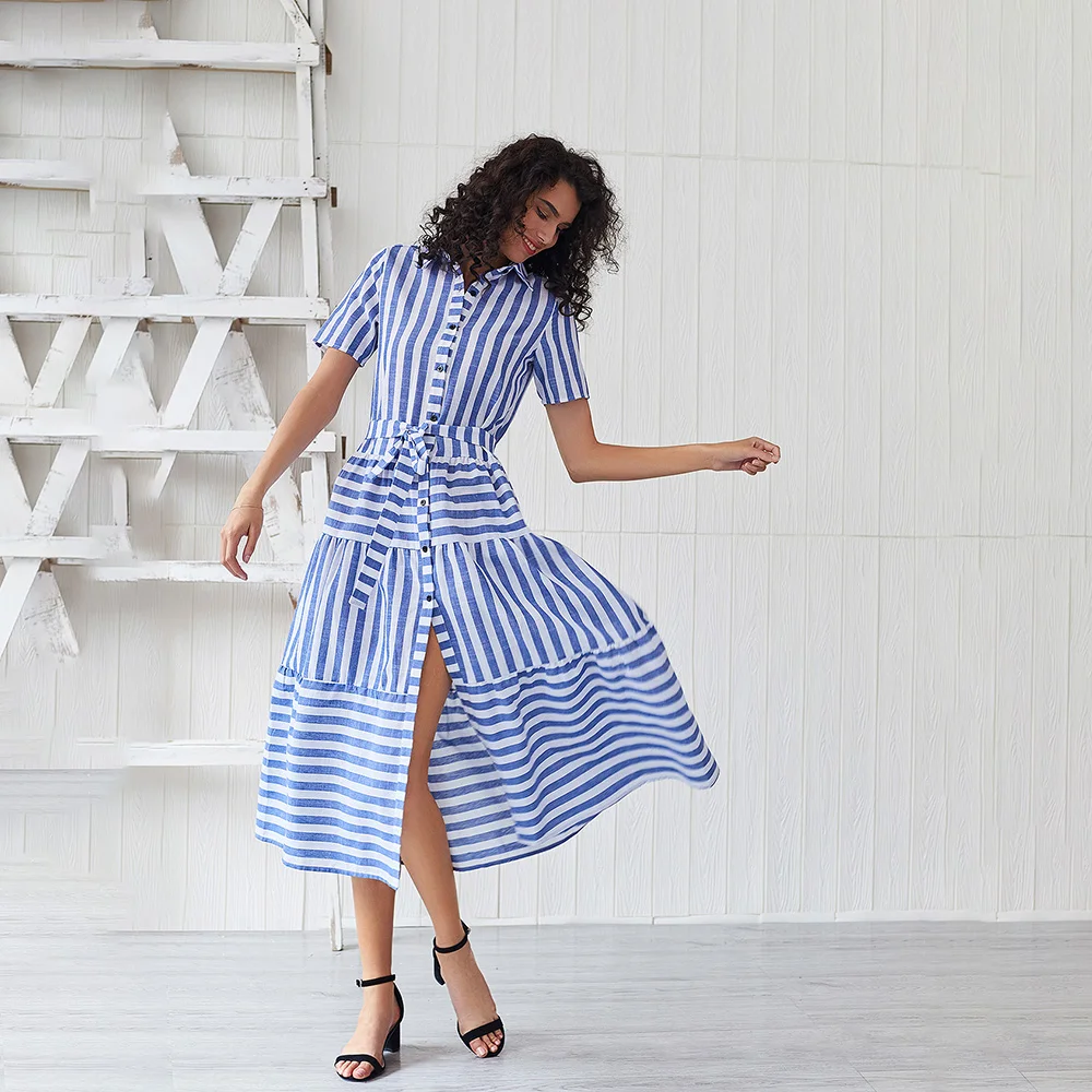 Синее летнее пляжное богемное сексуальное элегантное женское платье большого