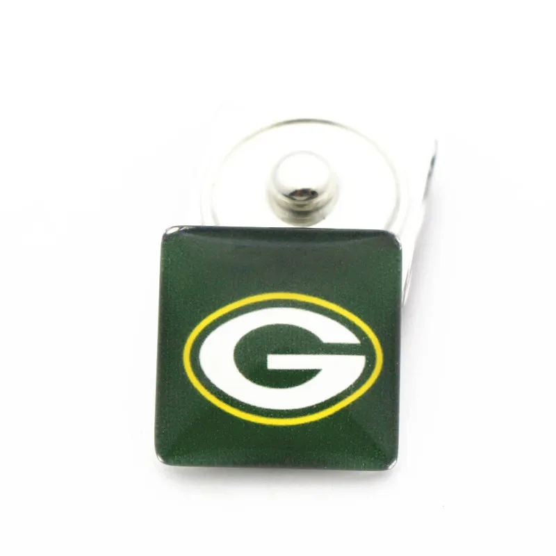 20 шт./лот 18 мм стеклянные кнопки Футбол Green Bay Packers круглые оснастки Chams Fit DIY имбирь