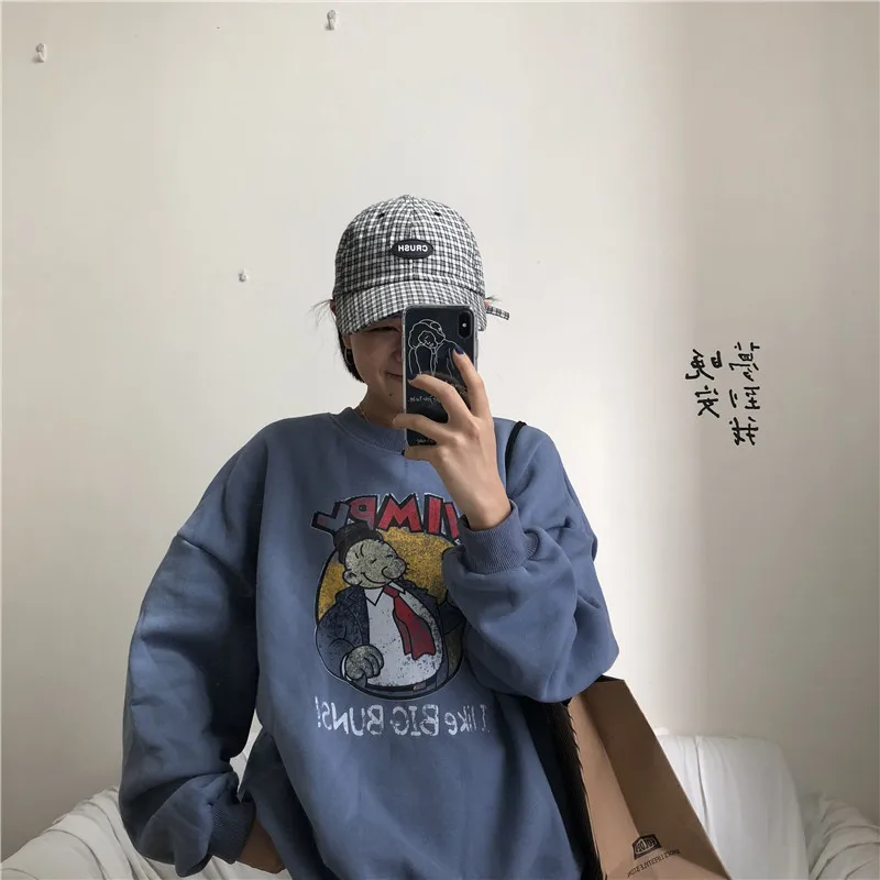 YouGeMan лучшие друзья Толстовка Осень Зима Ulzzang Harajuku Винтаж Забавный флисовый пуловер толстовки для женщин с длинным рукавом пот