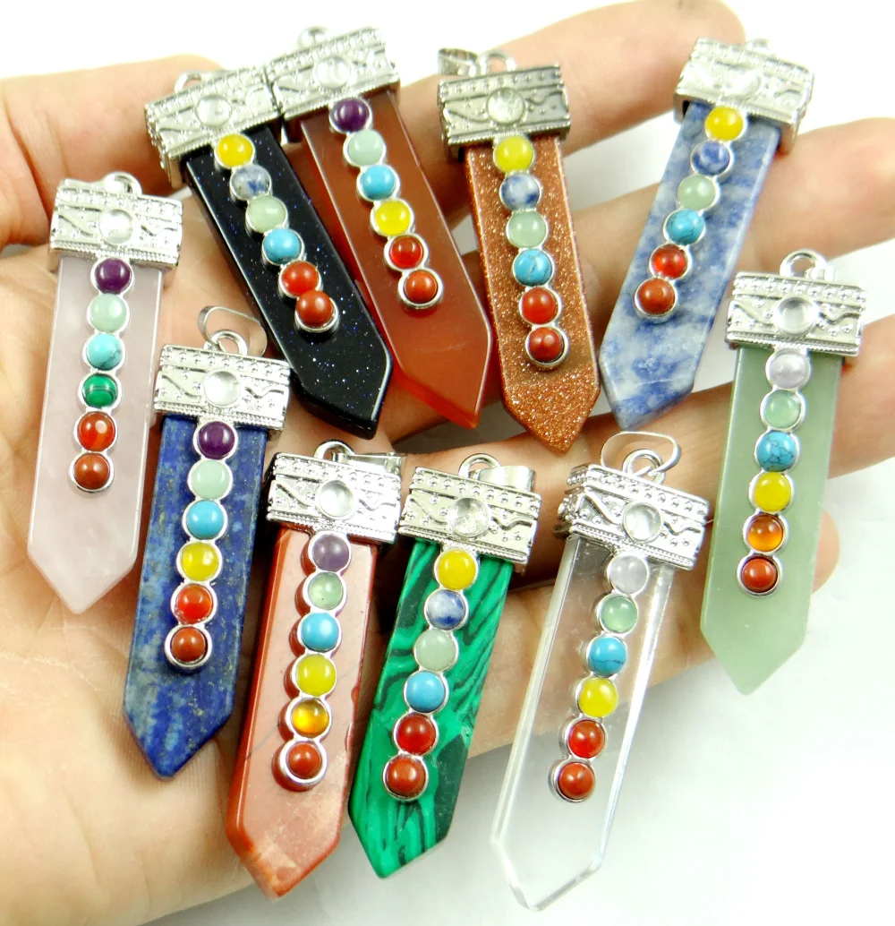 

natural stone lapis Quartz Crystal Opal mix stone Point Chakra Healing Reiki Pendant for diy Jewelry making necklace 6PC