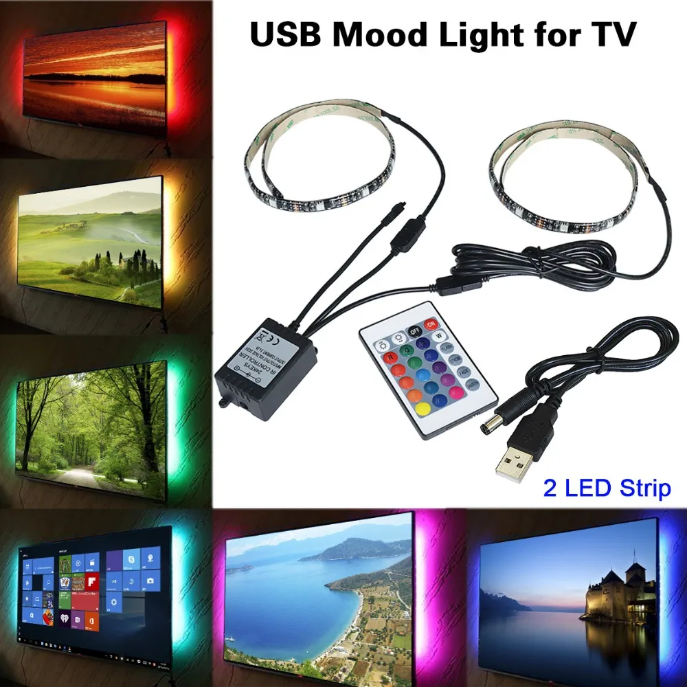 5050 USB красочные светодиодные полосы света водонепроницаемый с капля клей Marquee 2*50