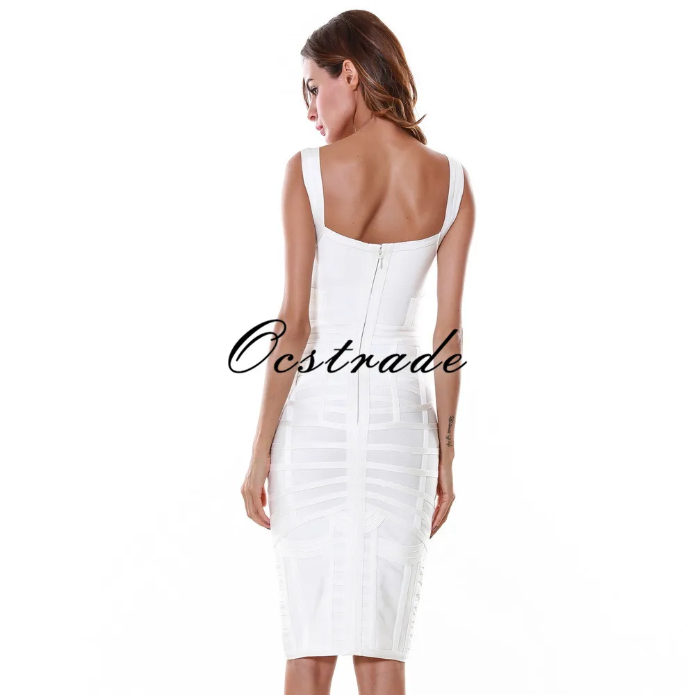 Женское Бандажное платье Ocstrade Элегантное Белое Облегающее до колен из