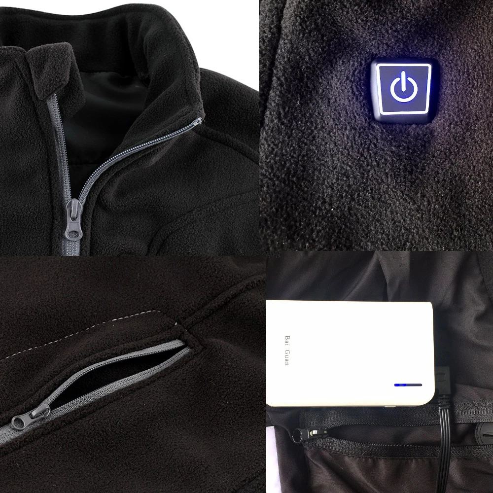 Новое поступление, теплый жилет с USB аккумулятором, зимний мужской жилет, флисовый жилет для зарядки, черное пальто, чтобы сохранить тепло тела, 3 режима, размер xs-xxl
