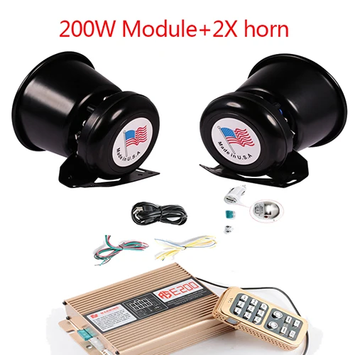 ASE200 2X Horn LARATH для автомобиля, грузовика, Предупреждение сигнализации полиции пожарной сирены Рог 12V 200W 400W Динамик Системы модуль 8 звуковой аварийный Авто Рог - Цвет: ASE200 2X Horn