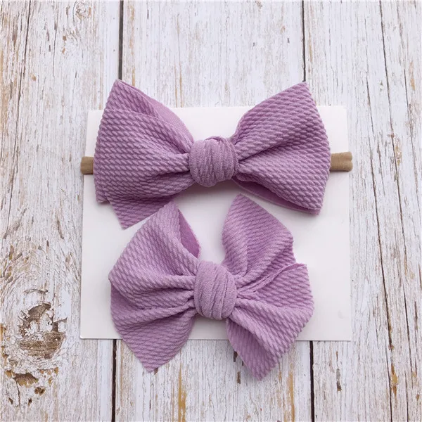 lilac 2 шт./лот с бантом для малышей; повязки для волос, заколки для волос с большими бантами для девочек тюрбан детский топ обруч с бантиком женские аксессуары для волос - Цвет: lilac