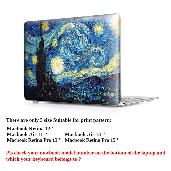 Прозрачный чехол с кристаллами для MacBook Pro retina 13 15 сенсорный экран и ID A1706 принт Звездная ночь живопись Воздух 11 12 13,3 дюймов - Цвет: P006