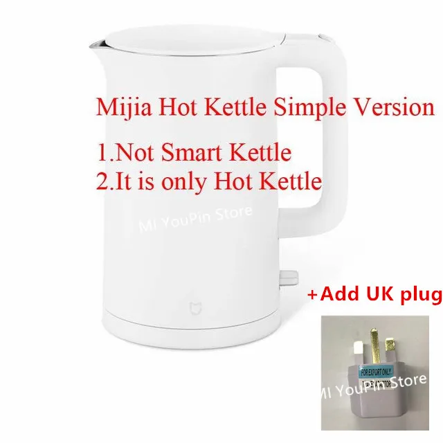 simple add UK plug Xiaomi Mijia чайник с постоянным контролем температуры чайник для воды 1.5L авто защита от помех смарт контроль поддержка телефона ПРИЛОЖЕНИЕ H15 - Цвет: simple add UK plug