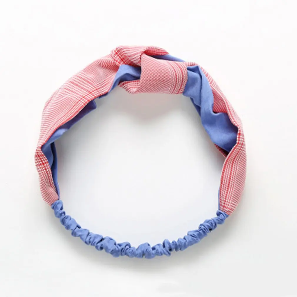 Fashion Women Girls Plaid Cross Headbands Sweet Sweatband Hairbands High Quality Cotton Sport Elastic Wide Hair Band NEW | Красота и