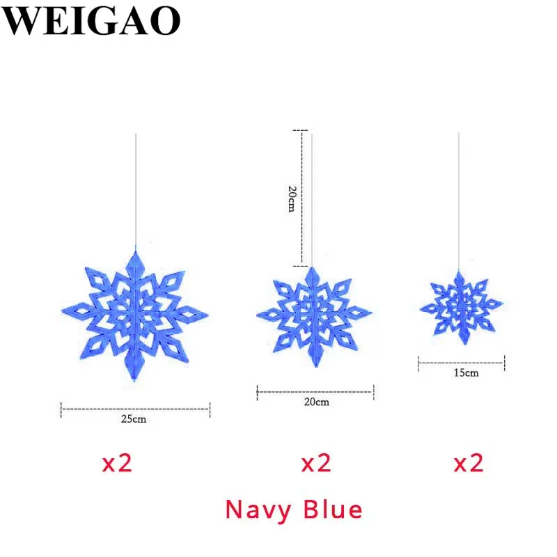 Navy Blue WEIGAO, 6 шт., 3D полые бумажные снежинки, Рождественское украшение, подвесные украшения на Рождество, Год, вечерние, замороженные товары - Цвет: Navy Blue