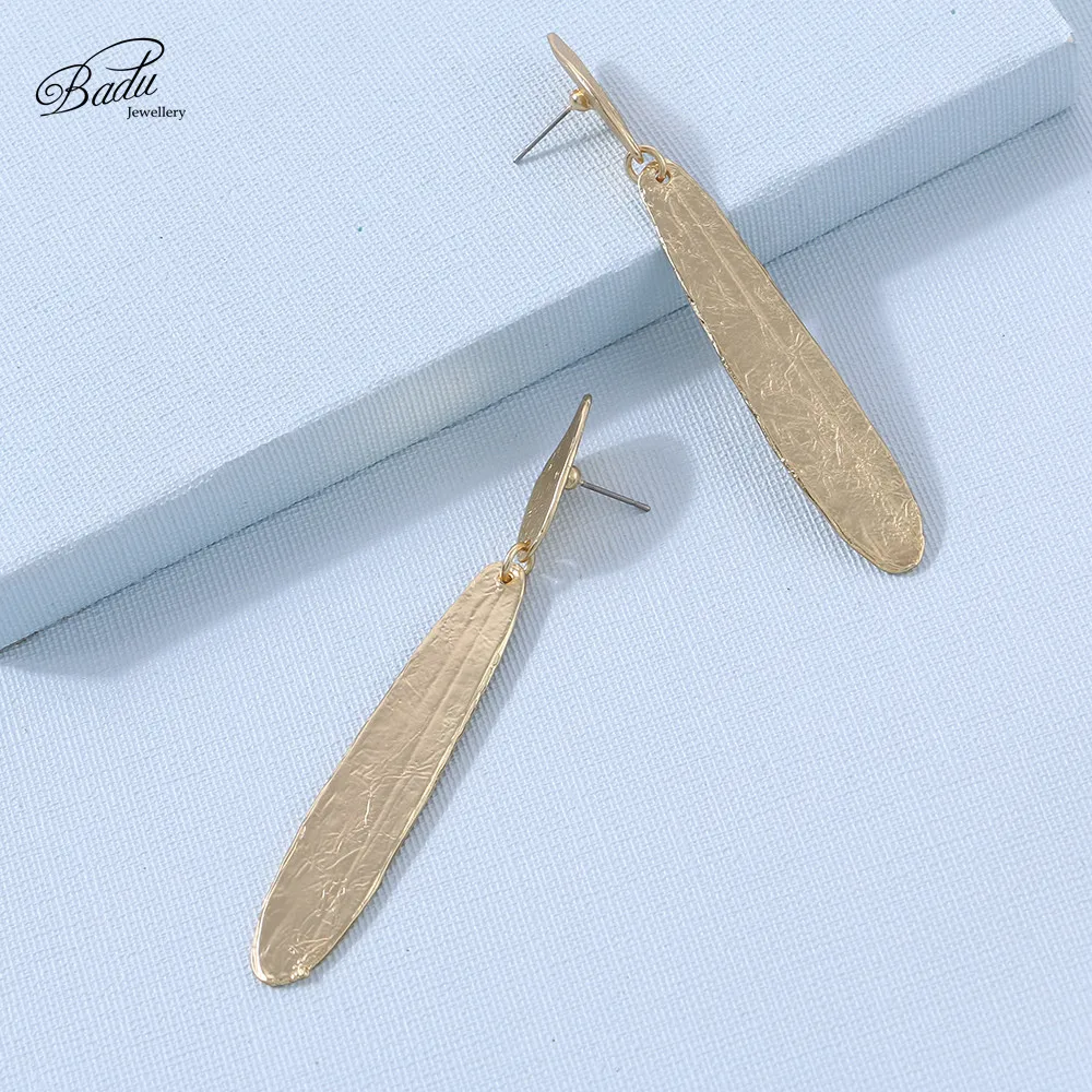 Badu Long Stud Earring Women Copper Light Nickle &amp Lead Free Metallic Earrings Fashion Jewelry Simple Style Wholesale | Украшения и