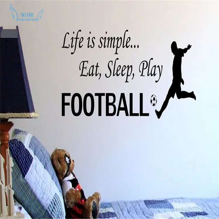 Жизнь это просто &quot Eat Sleep Play Футбол виниловые наклейки на стены Стикеры Wall Art