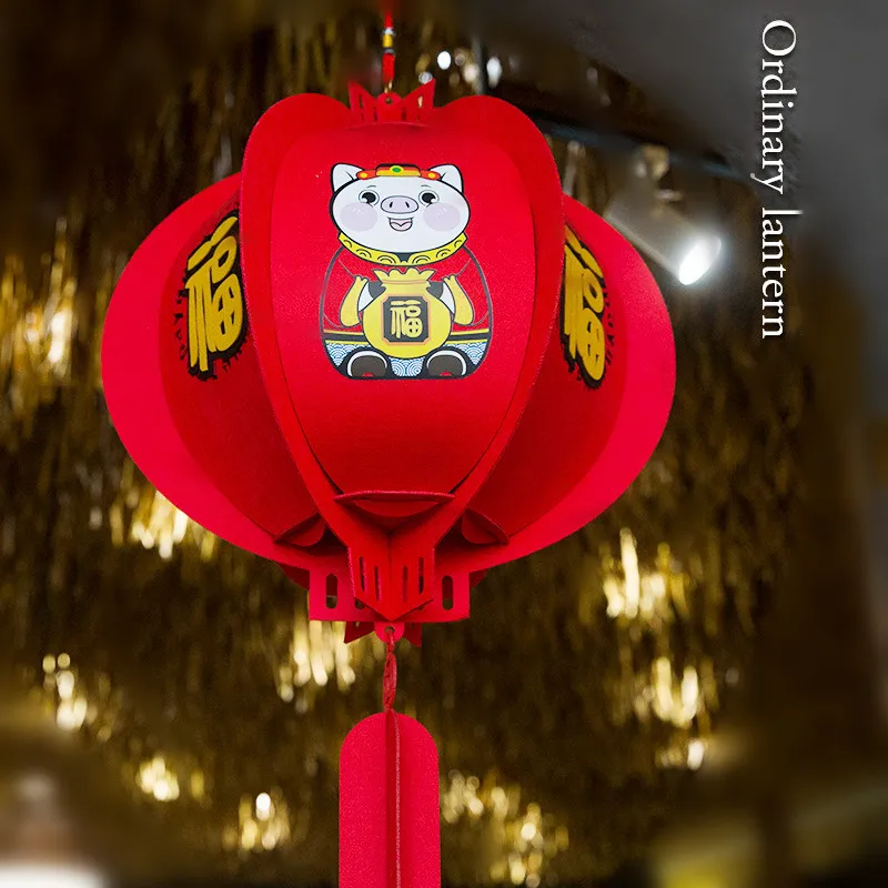 New Year Pig Decoration Flannelette Festival Lanterns Chinese New Year Spring Festival Shopping Scene Hang Pendant