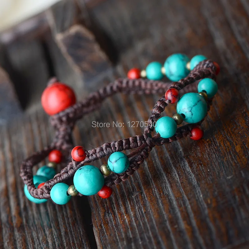 Оригинальный этнический ювелирный браслет ручной работы с камнями Новый Модный