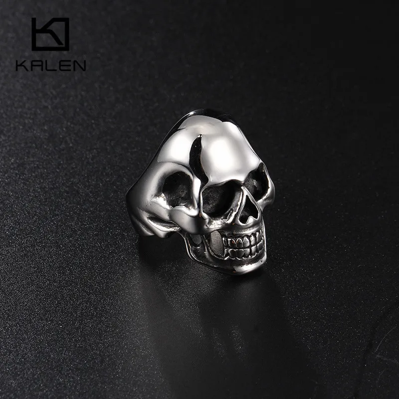 Кольцо с черепом в стиле панк KALEN мужское Золотое кольцо из нержавеющей стали 8 13
