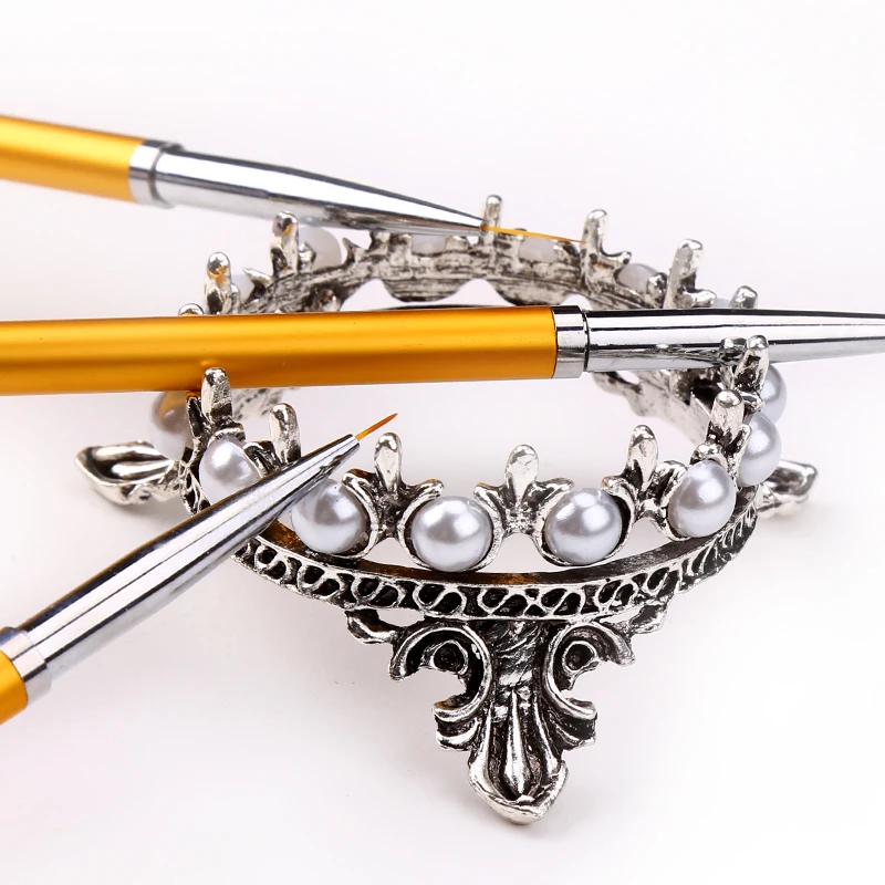 Blueness 1Pcs Metal Nail Brush Pen Rack Stand Holder Glitter Crown Pearl Design Manicure Art Tools Showing Shelf |