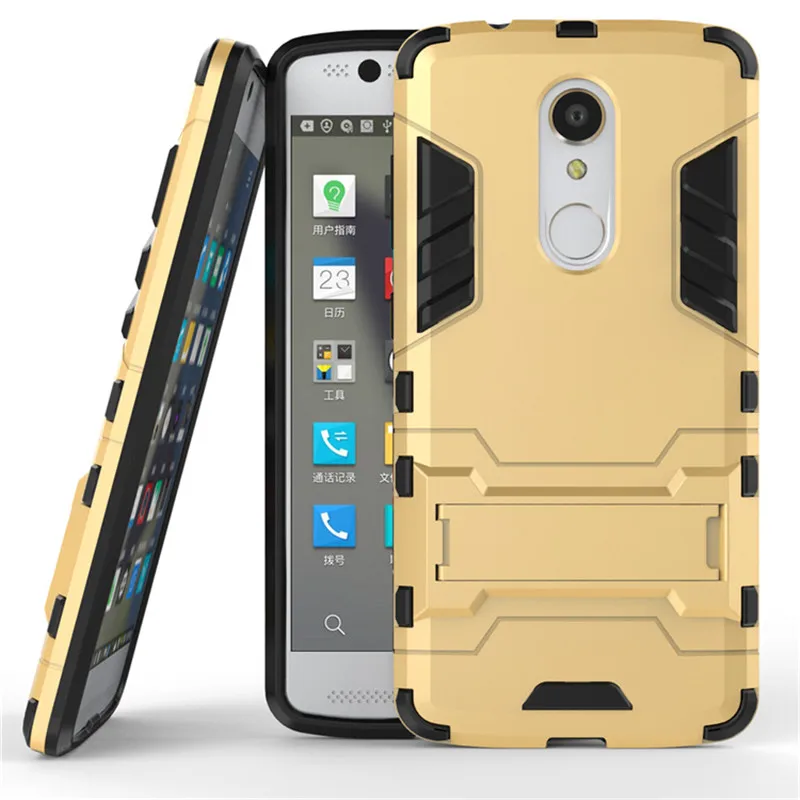 ZTE Axon 7 Mini Case Plastic + Soft Silicone Rubber Armor Stand Full Cover For Axon7 Funda Coque With Phone Holder |