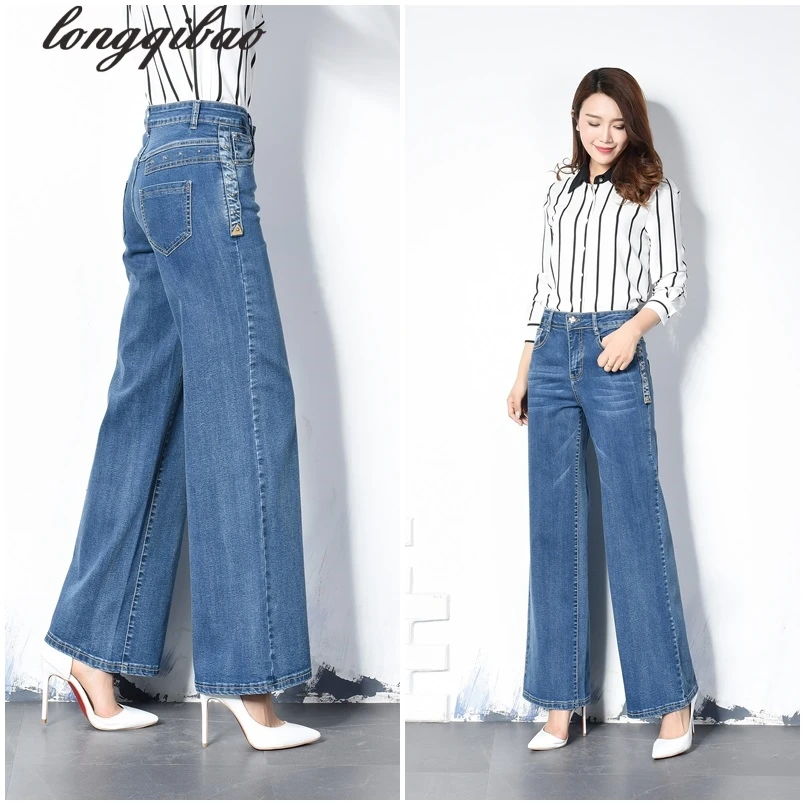 Женские широкие джинсы с завышенной талией большие размеры | Женская одежда