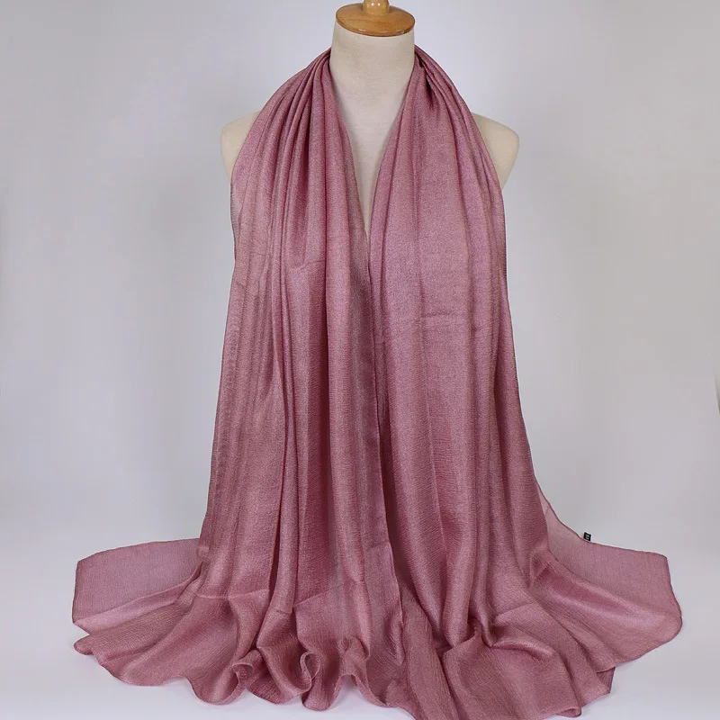 2021 Женская мода равнина жемчужная шелковое постельное белье шаль шарф летние