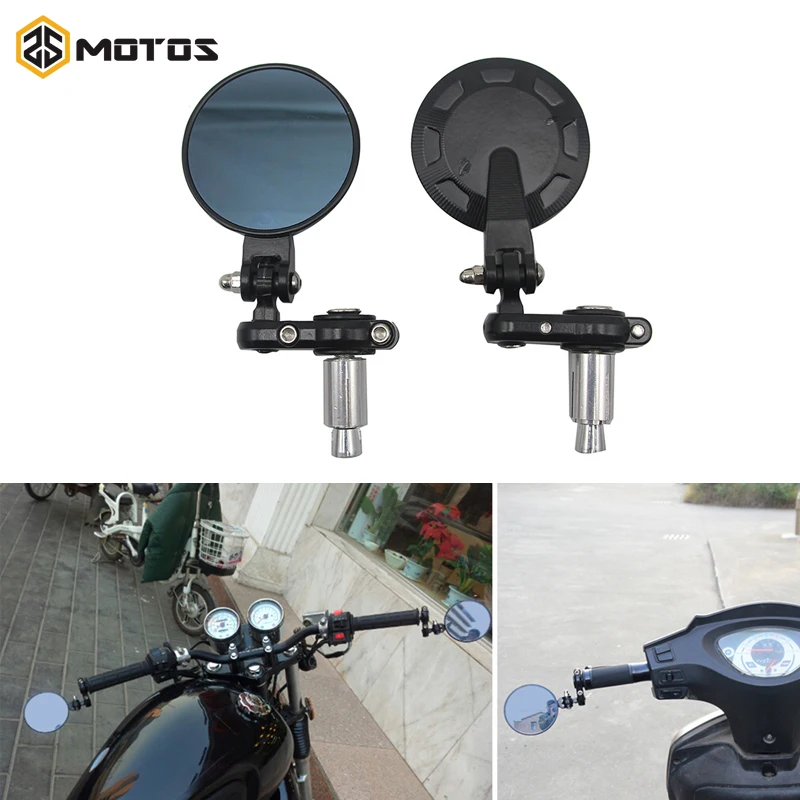 ZS MOTOS Racing 18 мм 1 пара универсальное зеркало для мотоцикла алюминиевая черная ручка