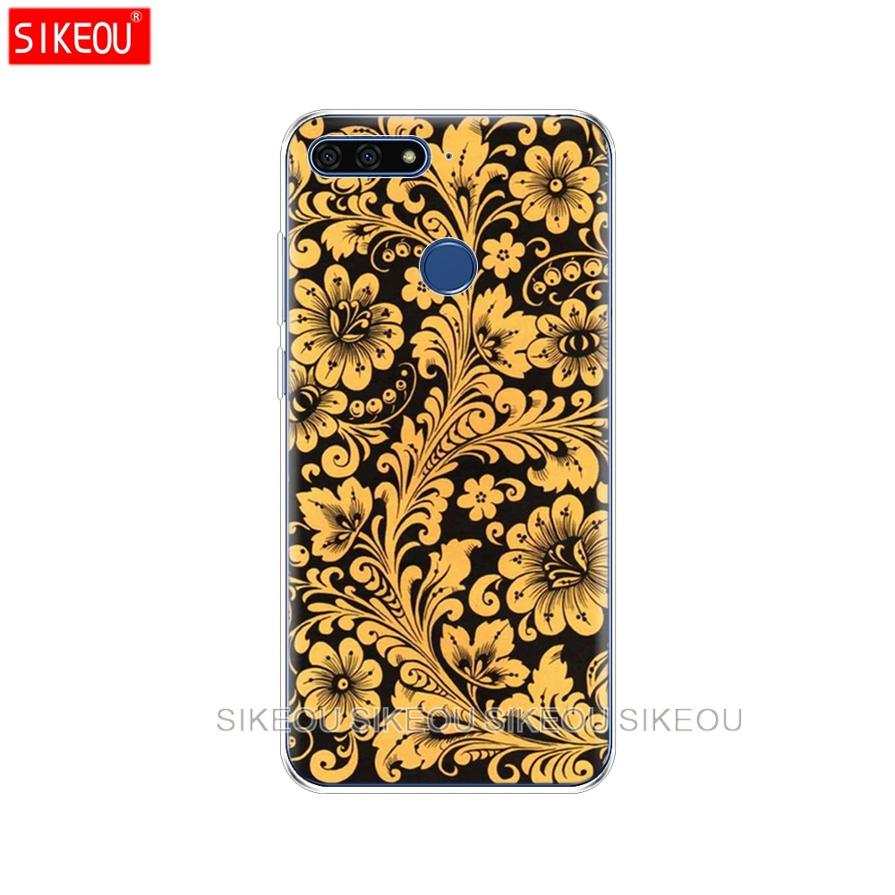 Силиконовый чехол для телефона Huawei Honor 7A PRO 7C Y5 Y6 Y7 Y9 2017 2018 Prime Khokhloma с русским