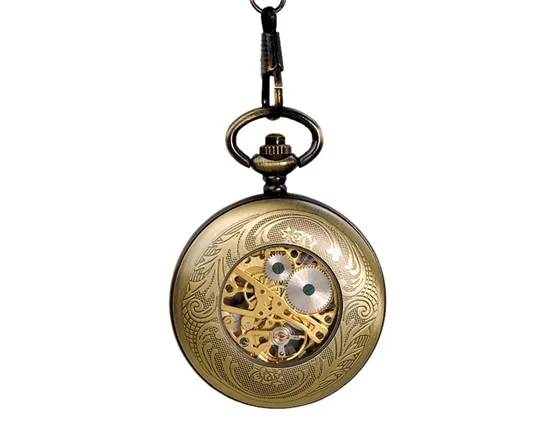 Винтажные карманные часы с полым крестом в стиле ретро бронзовые механические