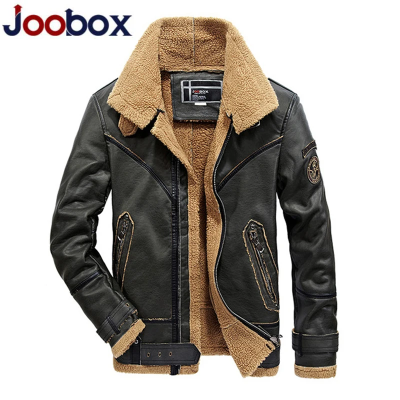 JOOBOX Мужская зимняя кожаная куртка пальто из искусственного меха теплые толстые