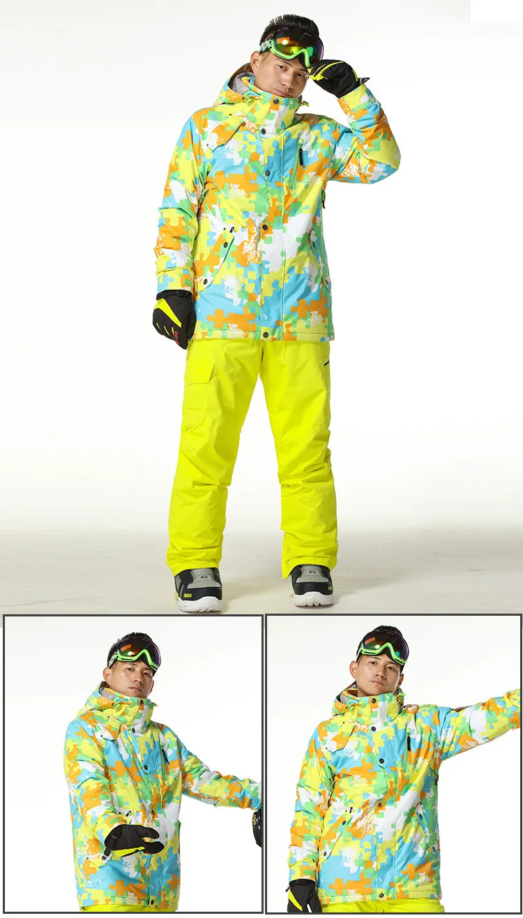 

Gsou Snow Men's Ski Suit Outdoor Waterproof Windproof Warm Ski Jacket Double Board Single Board Breathable Ski Wear For Men