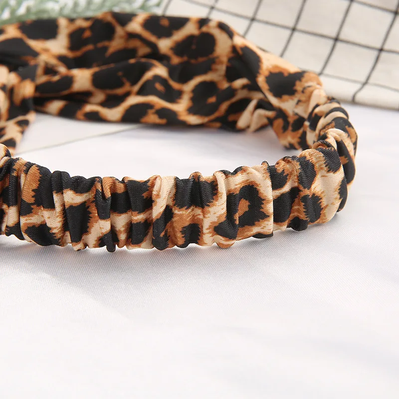 

Fashion Leopard Print Headdress Women Hair Accessories Vintage Cross Knotted Elastic Hair Band Girls Female Headband