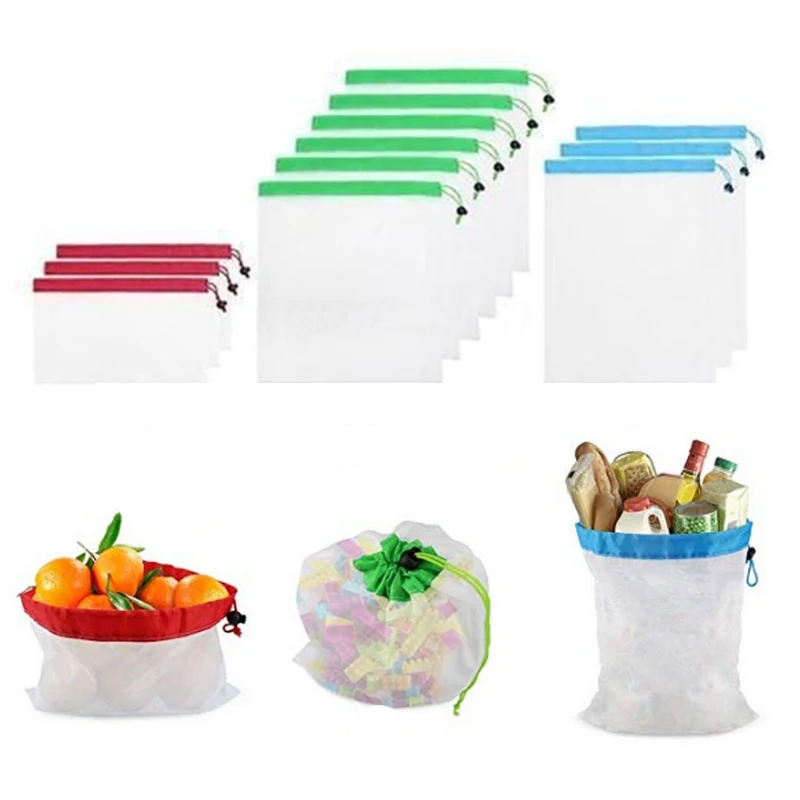 1PCS Mesh Shopping Bag Reusable Washable Eco Grocery Supermarket Fruit Vegetable Toys Sundries Storage Pack Friendly Shopper Bag