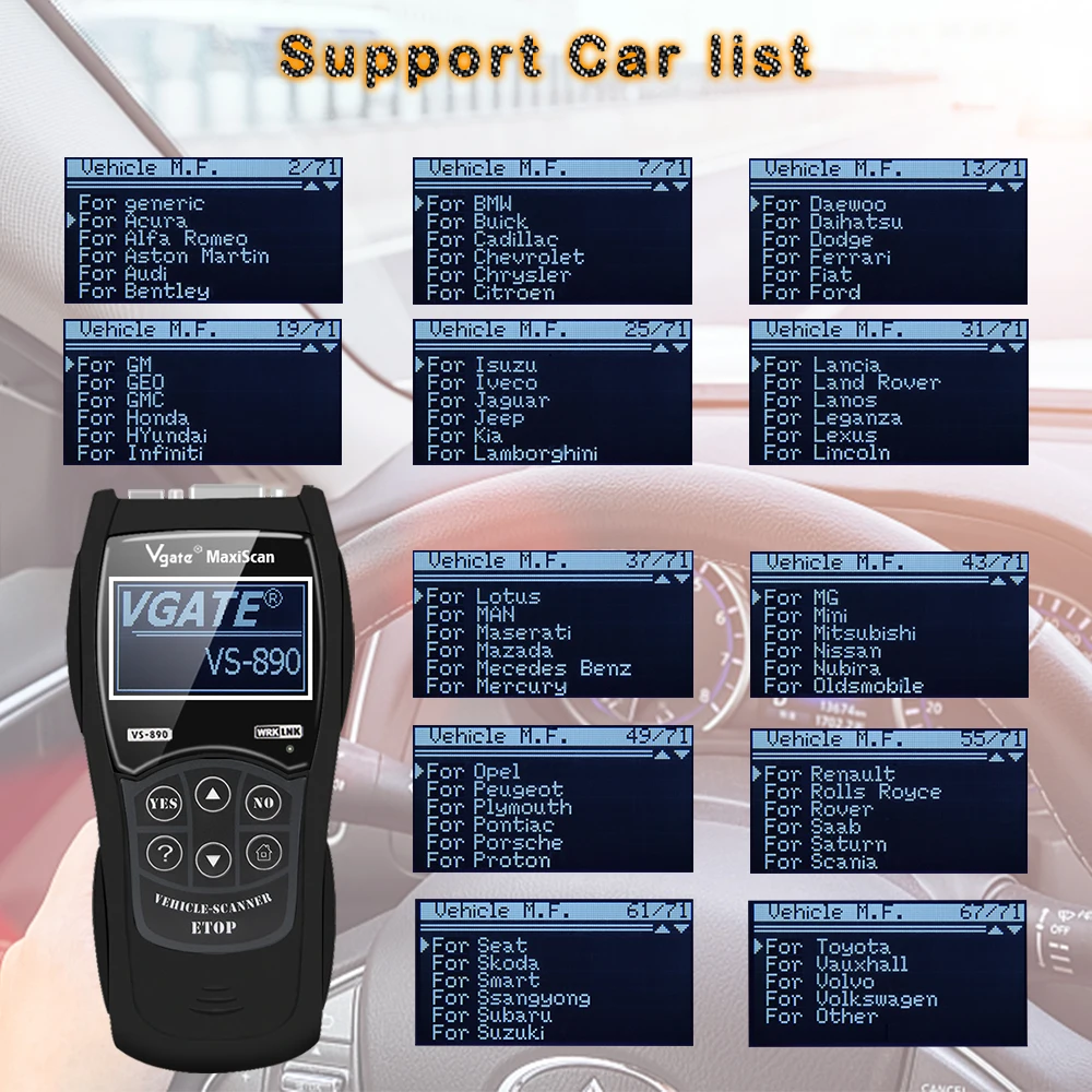 Vgate оригинальный VS890 Maxiscan Scantool OBD2 сканер автомобиля диагностический код читателя
