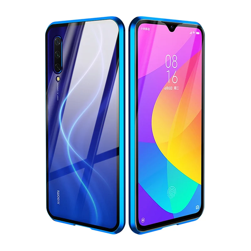 

Luxury Metal Magnetic Front Back tempered Glass Case For Xiaomi Mi CC9 Cases Flip cover For Xiaomi Mi CC9e Bumper Metal Coque