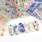 Переводная Фольга для ногтей, смешанные цветочные узоры, голографическая бумага со звездами, для самостоятельного маникюра, 10 шт., декоративные наклейки